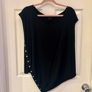 All Saints Black Asymmetric Short Sleeve Tee